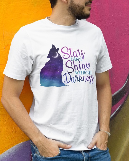 t-shirty męskie koszulka napis wilk galaxy