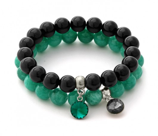 Emerald & black jade set with pendants. Lavoga