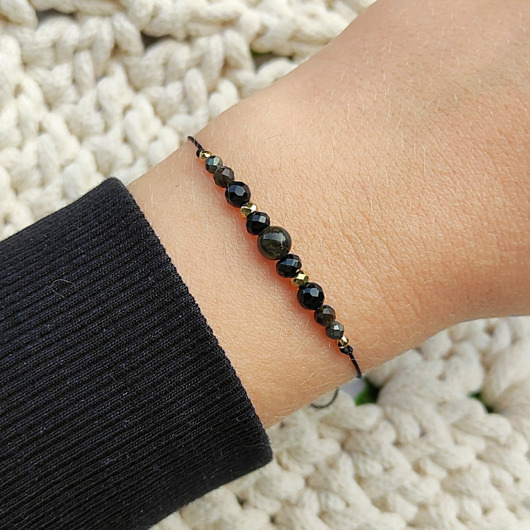 bransoletki z kamieni naturalnych Bransoletka ochronna z obsydianem