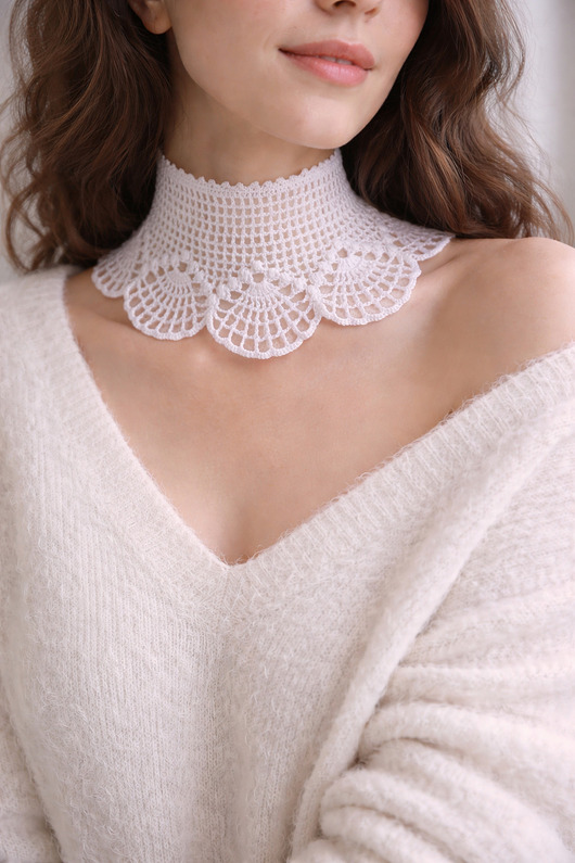 chokery Koronkowy choker naszyjnik w stylu vintage biały klasyk