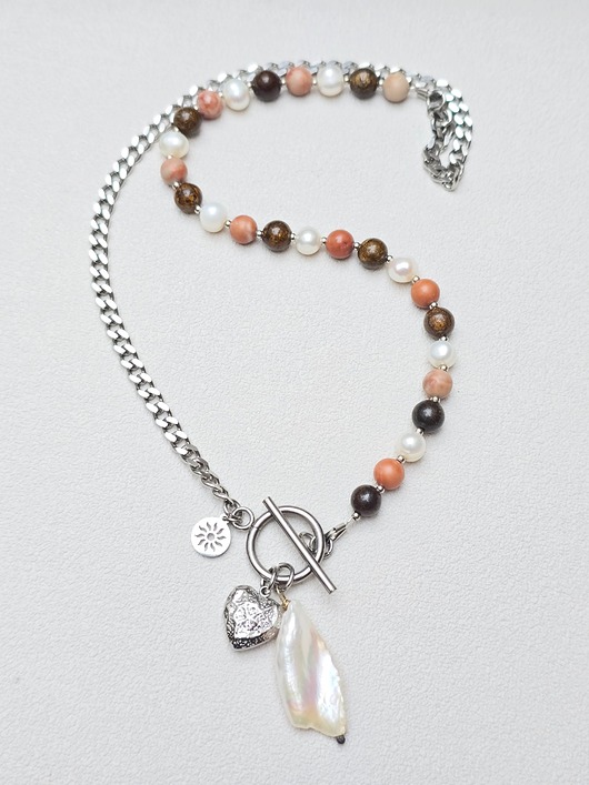 naszyjniki - inne Naszyjnik Pół na Pół Beże w Stali