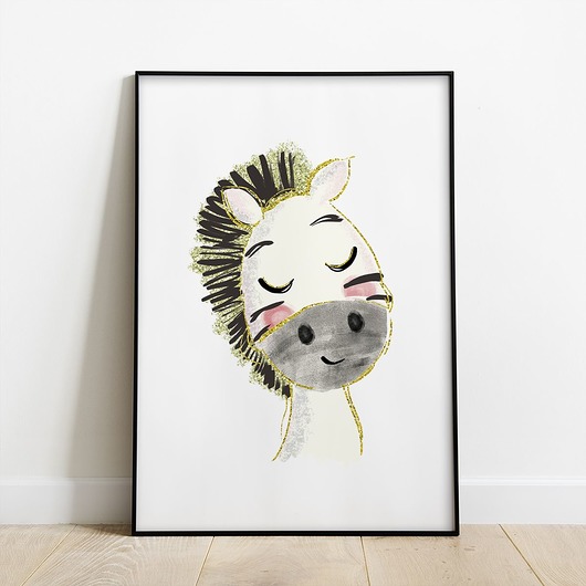 Plakat dziecięcy Śpiąca Zebra Watercolor trochę na ścianę