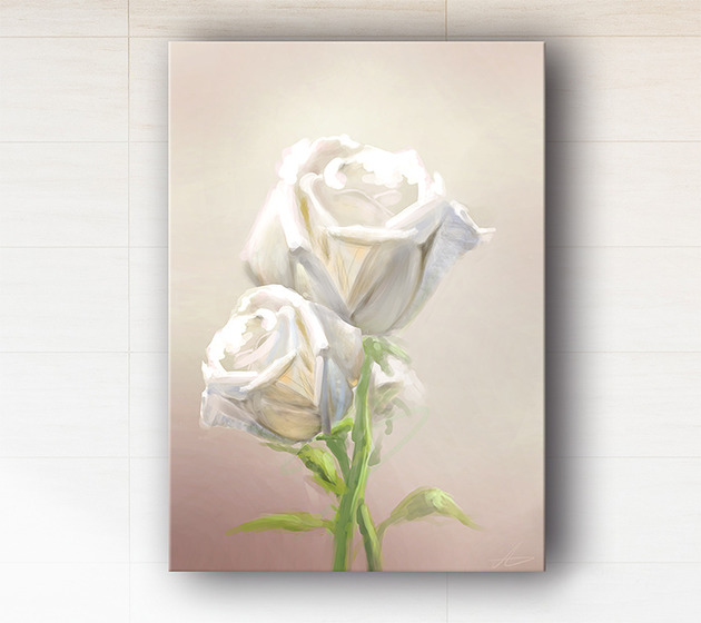 obrazy Obraz - Kremowe róże - wydruk na płótnie