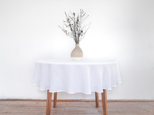 obrusy i serwetki Obrus okrągły medium linen PURE WHITE
