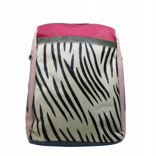 plecaki Plecak skórzany ze skrawków oryginalny pojemny kieszenie mieści A4 OLIVKA