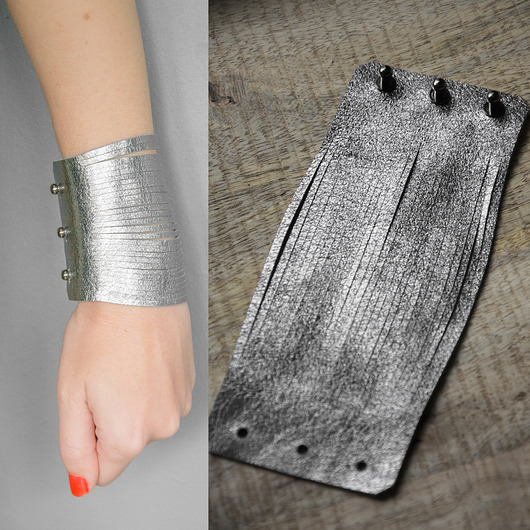 bransoletki skórzane SILVER INDIA skórzana bransoleta  / silver cuff