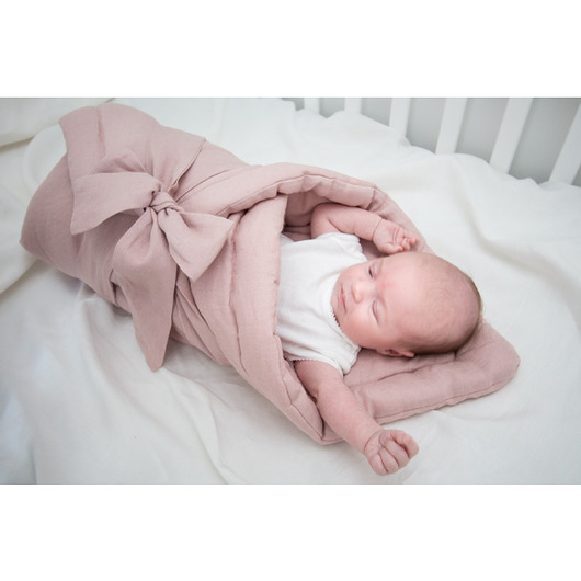 lniany rożek niemowlęcy pudrowy róż babyly