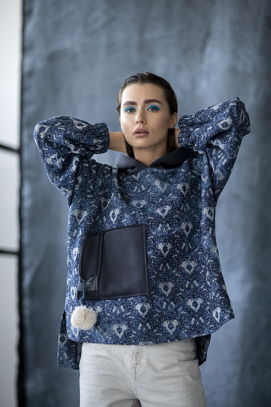 bluza z kapturem damska Bluza Fika z kapturem Denim