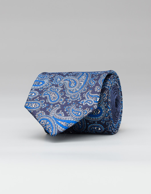 krawat seta granatowy paisley 0004 BORGIO