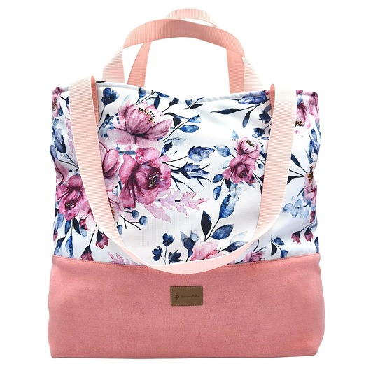 torby na zakupy Torba shopper różowa w kolorowe kwiatki