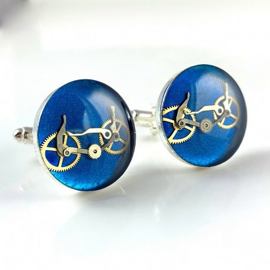 spinki do mankietów Spinki - Bike - BLUE