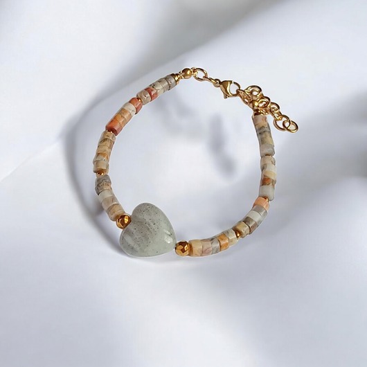bransoletki z kamieni naturalnych Serce z labradorytu, agat : bransoletka regulowana