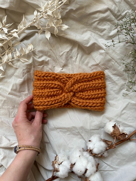 opaski do włosów Opaska wełniana, 100% wełny peruwiańskiej - kurkuma