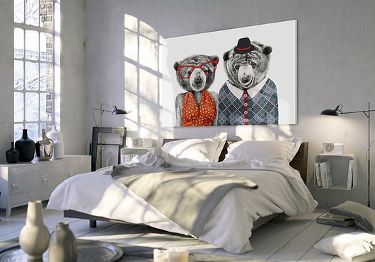 inne OBRAZ NA PŁÓTNIE - 120x80cm LOVE BEAR
