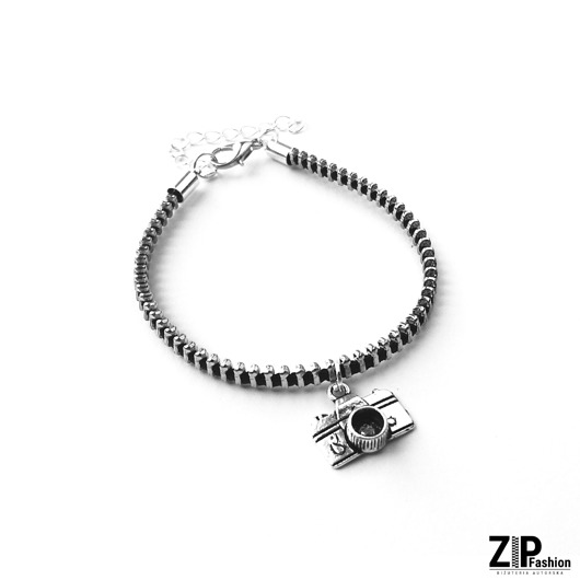 Designerska bransoletka z zawieszką aparat ZipFashion