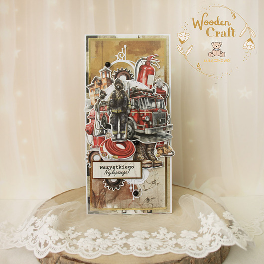 kartki scrapbooking Męska kartka urodzinowa dla strażaka, 30 i 40 urodziny GOTOWA