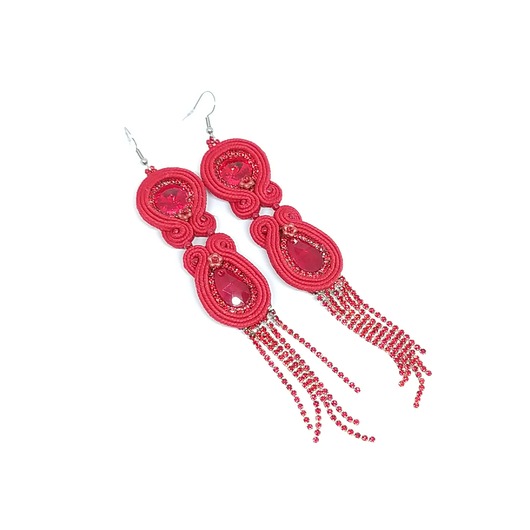 kolczyki soutache Czerwone kolczyki sutasz - kolekcja Glamour