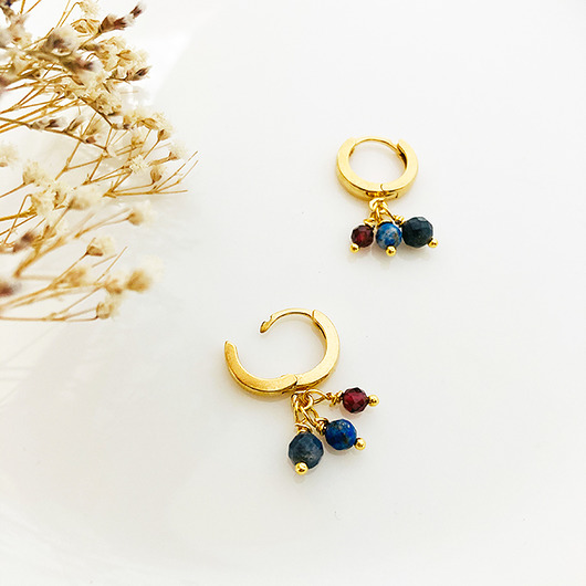 Kolczyki z szafirem, rubinem i lapis lazuli Anemon Atelier