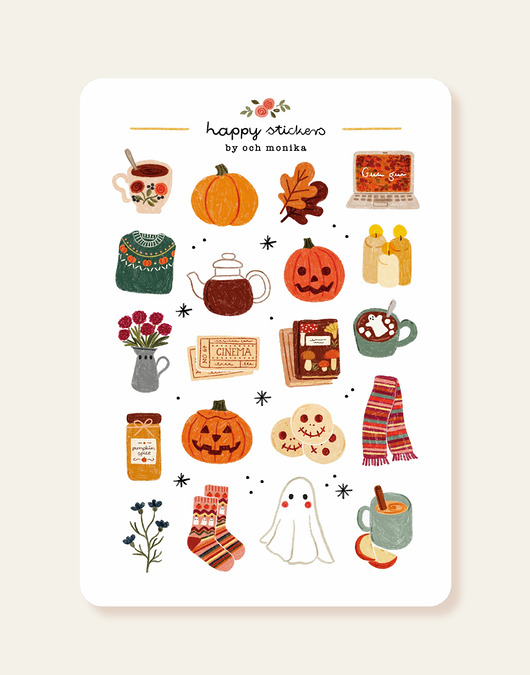 naklejki i wlepy Cozy Halloween - arkusz papierowych naklejek A6