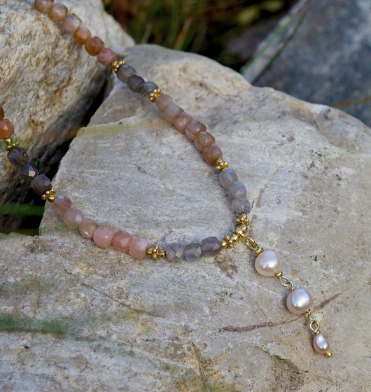 chokery Kamienie księżycowe z perełkami, naszyjnik