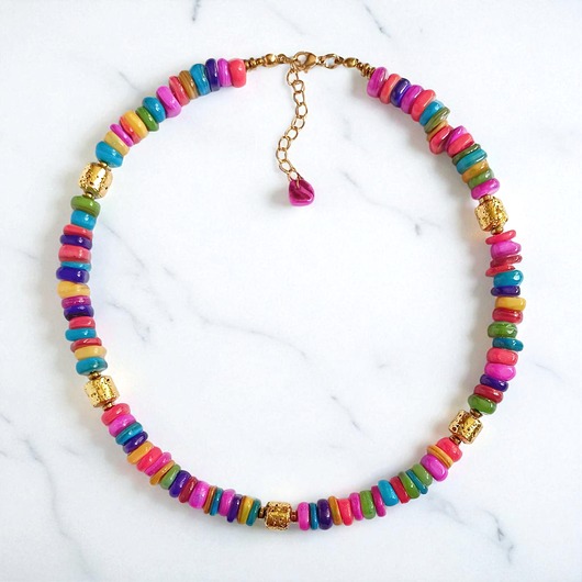 chokery NASZYJNIK : Summer collection: złota lawa, kolorowa masa perłowa