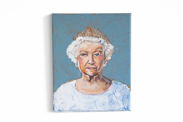 obrazy Królowa, oryginał, akryl na płótnie ze złoceniem, 24x30cm