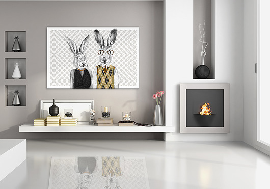 obrazy OBRAZ NA PŁÓTNIE   120x80cm Państwo Zającowie