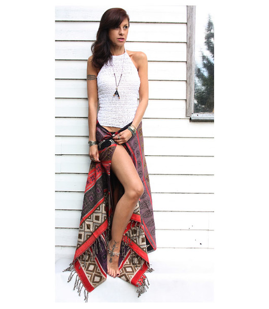 topy damskie Biały top boho   handmade