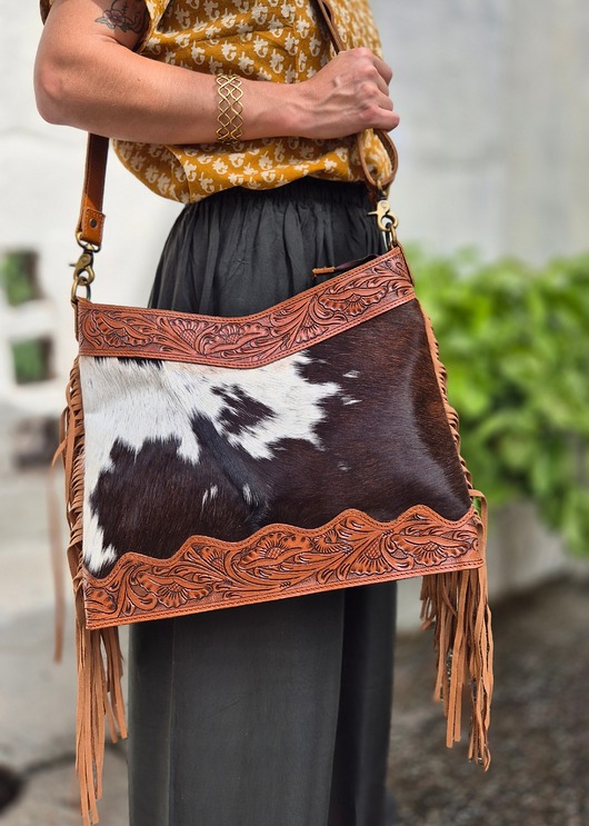 torby na ramię Torebka skórzana ręcznie robiona ze wzorami Ramsa