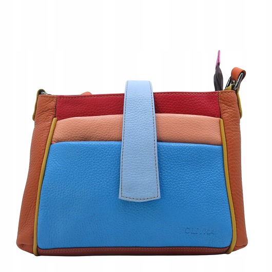 torby na ramię Torebka damska klasyczna skórzana pojemna kieszenie kolorowa pasek OLIVKA