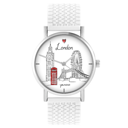 zegarki damskie Zegarek - Londyn - silikonowy, biały