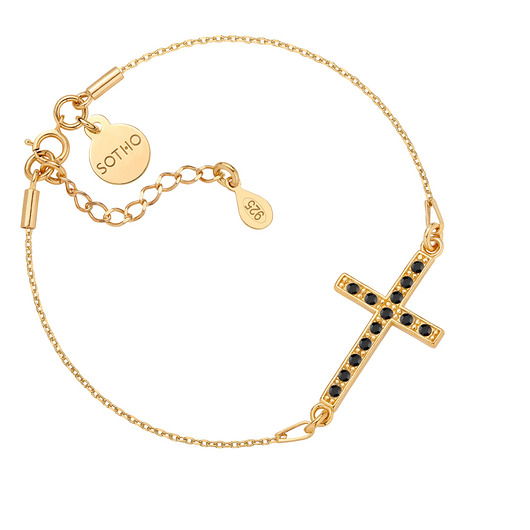 Złota bransoletka z krzyżem SWAROVSKI CRYSTAL SOTHO