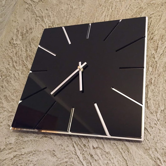 zegary Zegar ścienny ze  szkła akrylowego czarny 30 cm