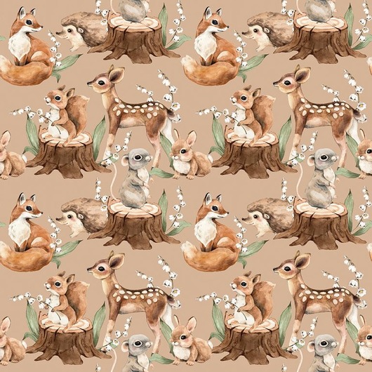 naklejki ścienne do pokoju dziecka Tapeta Watercolor Forest Pattern 4a 53cmx10m PZ