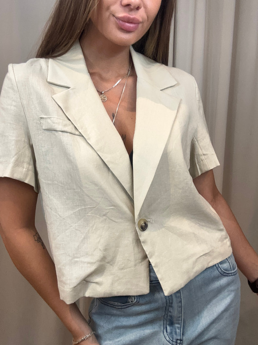 koszule damskie  Wiskozowo-lniana koszula Beige