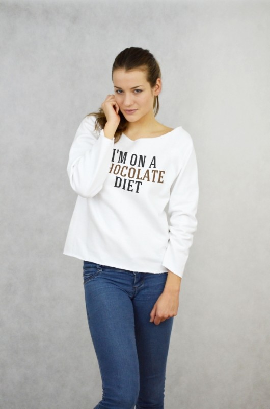 CHOCOLATE DIET biała bluza oversize GAU great as You