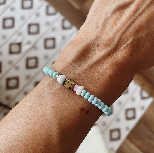 bransoletki ze szkła Bransoletka na gumce  NOMAD BLUE