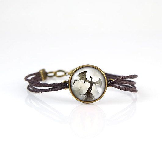 bransoletki ze szkła Bransoletka - Smok cienia - sznurki, brąz