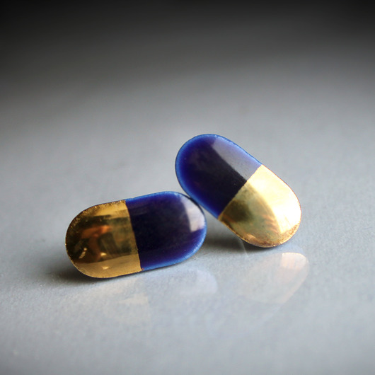 kolczyki ceramiczne BLUE PILL/stal chirurgiczna/
