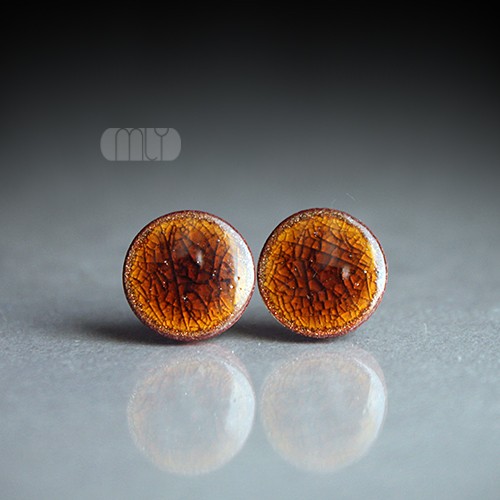 kolczyki ceramiczne Kolczyki ceramiczne Miodowe 14mm/stal chirurgiczna/