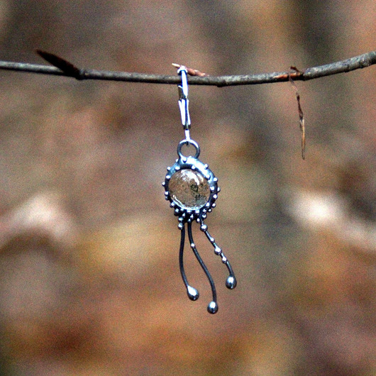 kolczyki z miedzi Kolczyk z motywem meduzy wykonany techniką witrażową, niezwykły prezent