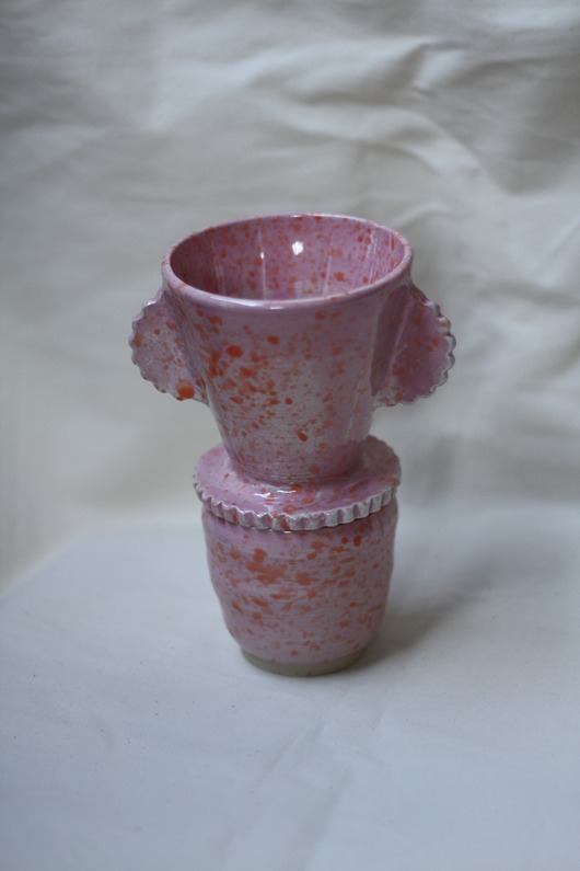 kubki i filiżanki Ceramiczny, różowy dripper w ciapki, ceramika ręcznie robiona