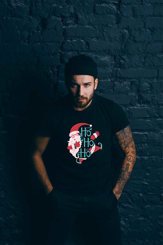 t-shirty męskie Koszulka organiczna z nadrukiem Mikołaj HoHo