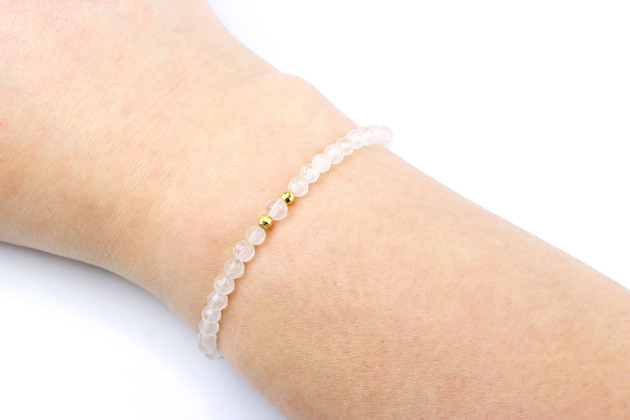 Bransoletka  Kwarc Różowy Fasetowany złoto Brazi Druse Jewelry