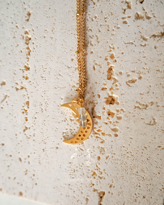 wisiory Złoty łańcuszek kuleczkowy z ażurowym księżycem Intuicja