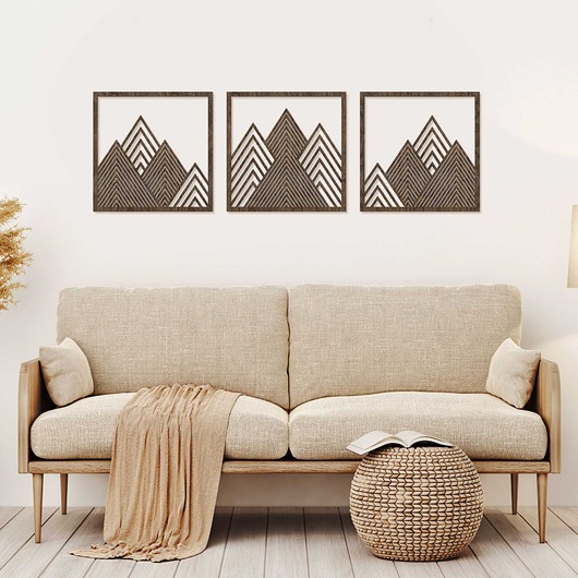 Ozdoby na ścianę Tryptyk, panele ażurowe Góry 50x150cm