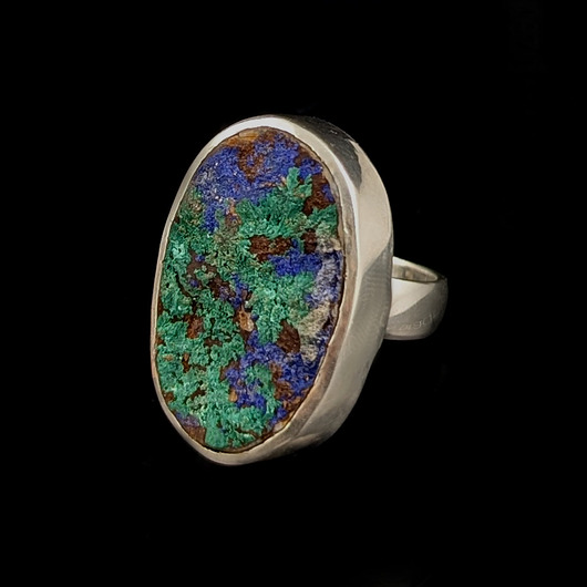 pierścionki srebrne Pierścionek Malachit włóknisty z azurytem