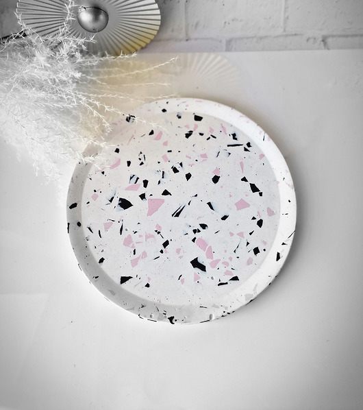 dodatki - różne Podstawka duża lastryko white & pink