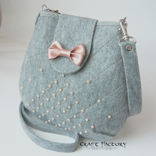 Mauve Ribbon Chequered - torebka na ramię Craft Factory