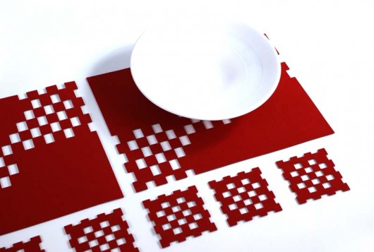 podkładki filcowe czerwień/szarość set 2+6sztuk KOKOdesign